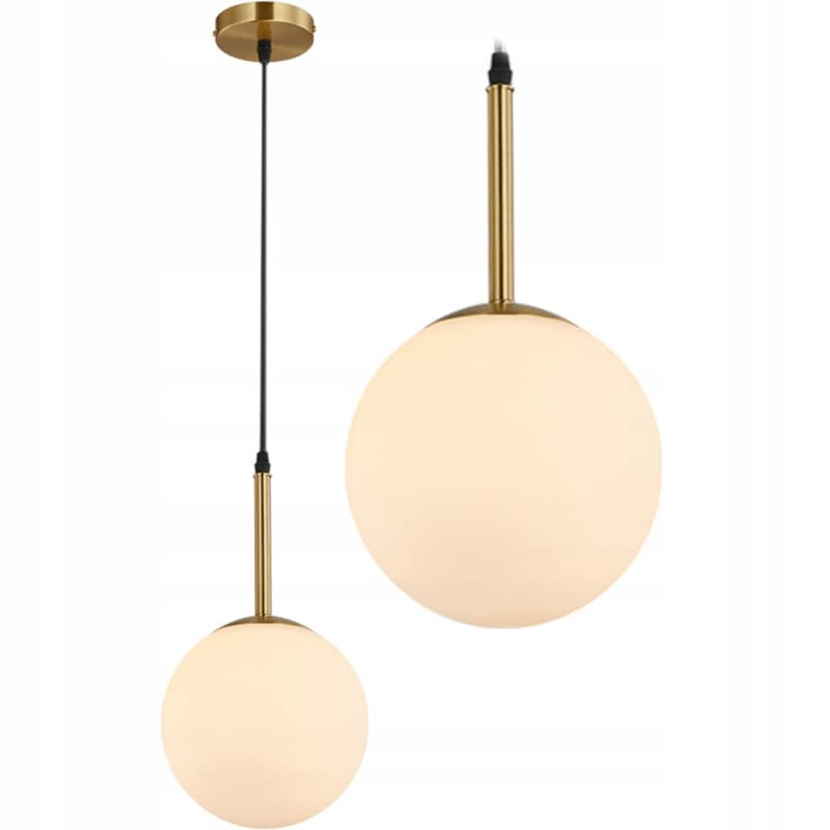 Lampa Wisząca Sufitowa Szklana Biała Mleczna Gold