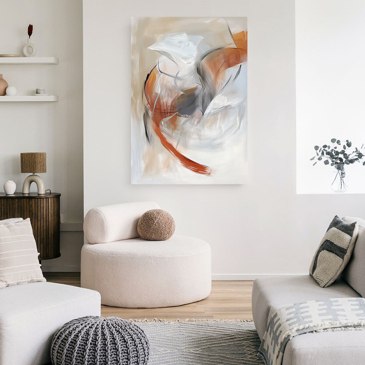 Feeby Obraz, Abstrakcja Nowoczesna Pastel Beż 60x90