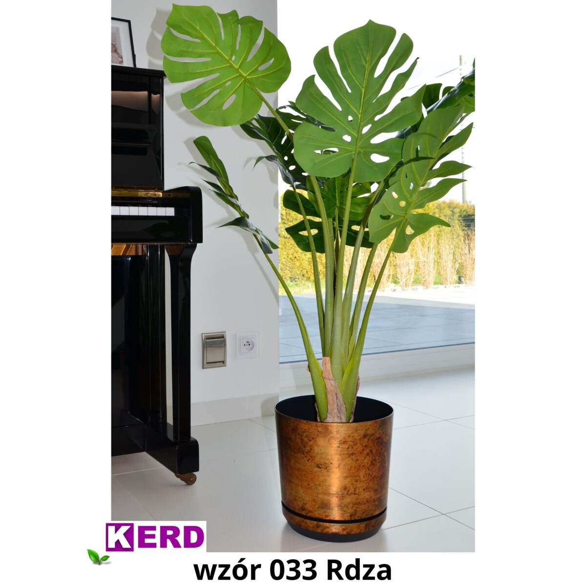 14 cm wzór RDZA Doniczka z podstawką efekt postarzanego metalu industrialna rustykalna loft pomarańczowa