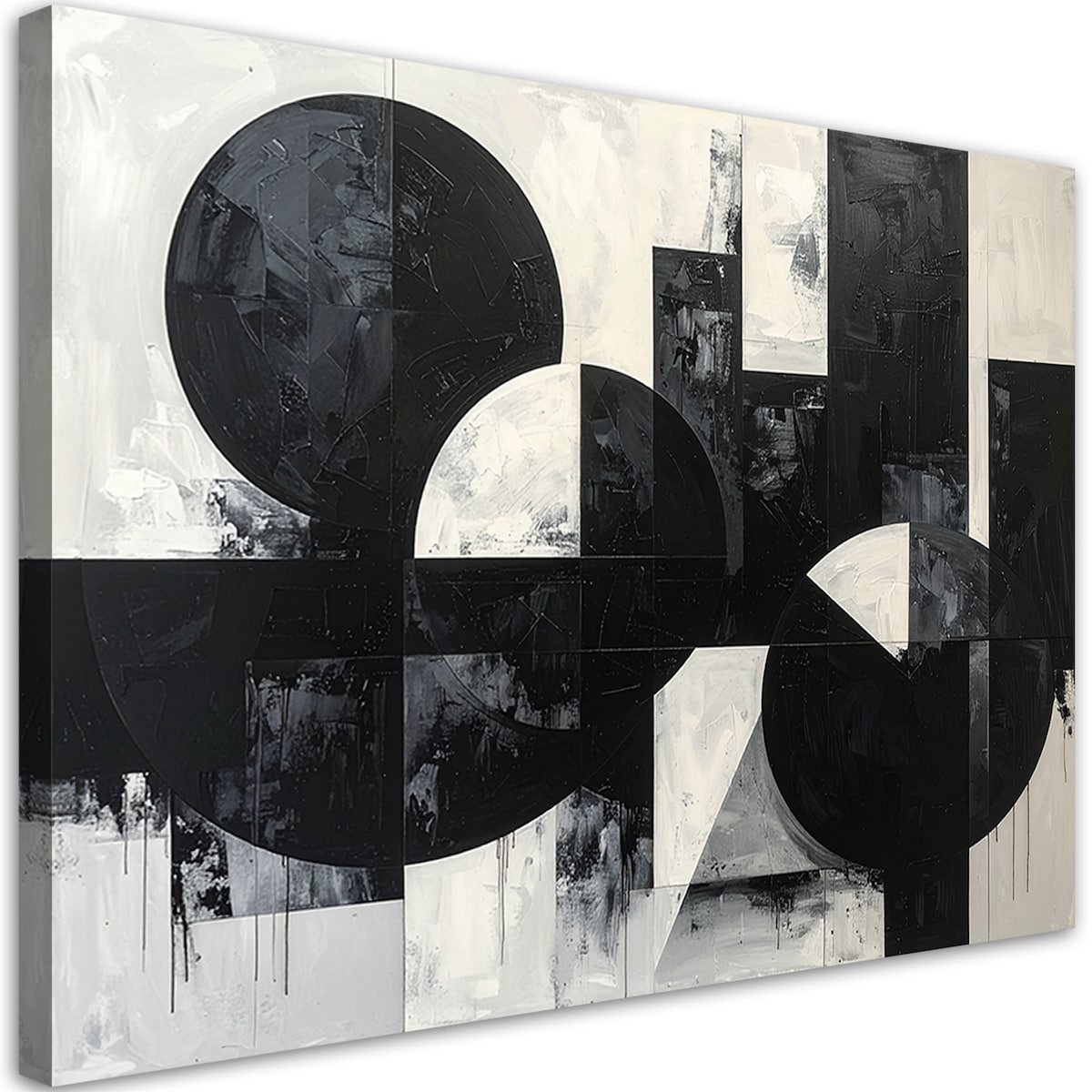Obraz do salonu biura, Abstrakcyjna kompozycja koła kształty czarno biały