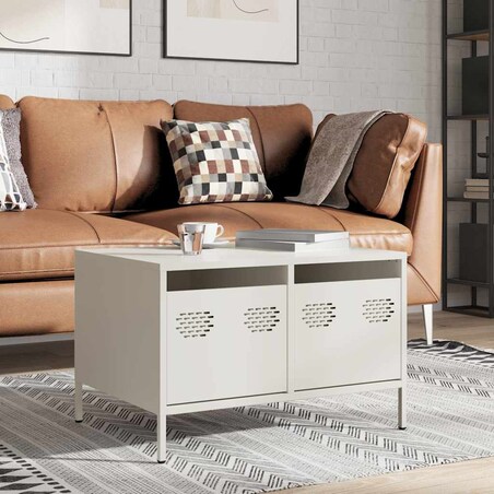 vidaXL Szafka RTV, biała, 68x50x43,5 cm, stal walcowana na zimno