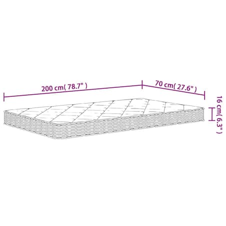 vidaXL Materac piankowy, średnio miękki, 70x200 cm