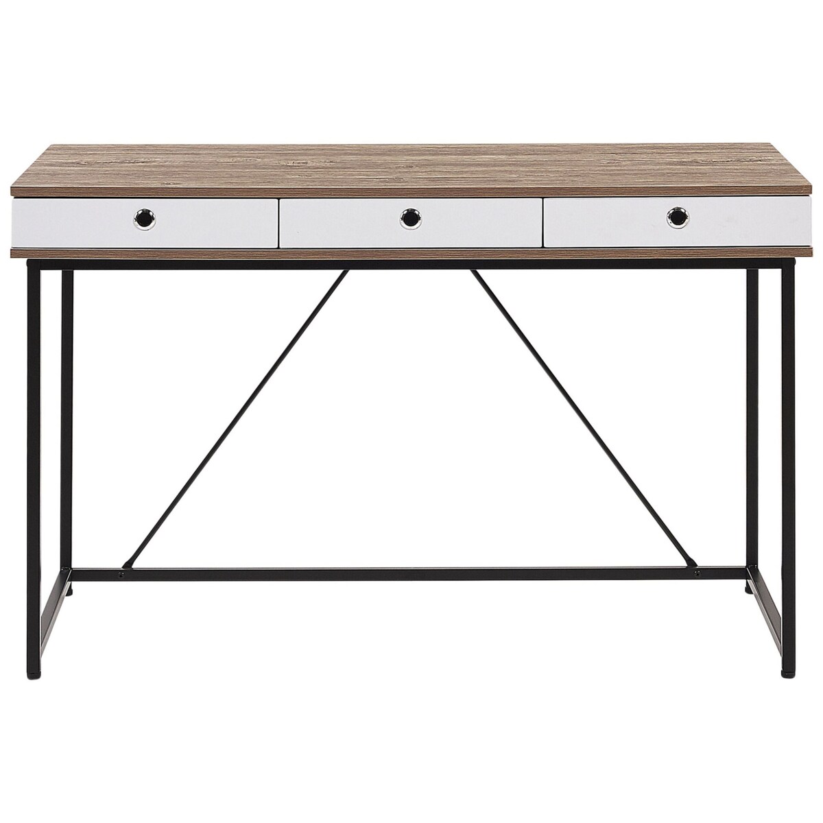 Biurko z szufladami 120 x 60 cm jasne drewno z czarnym HINTON