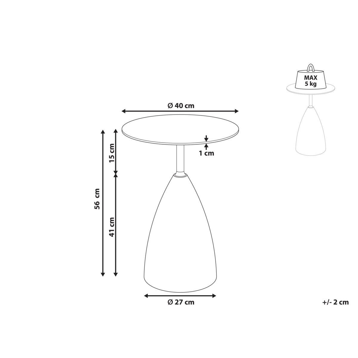 Stolik pomocniczy WABBY Szkło hartowane Biały marmur