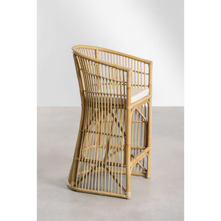 Krzesło barowe rattanowe z poduszką Isabel