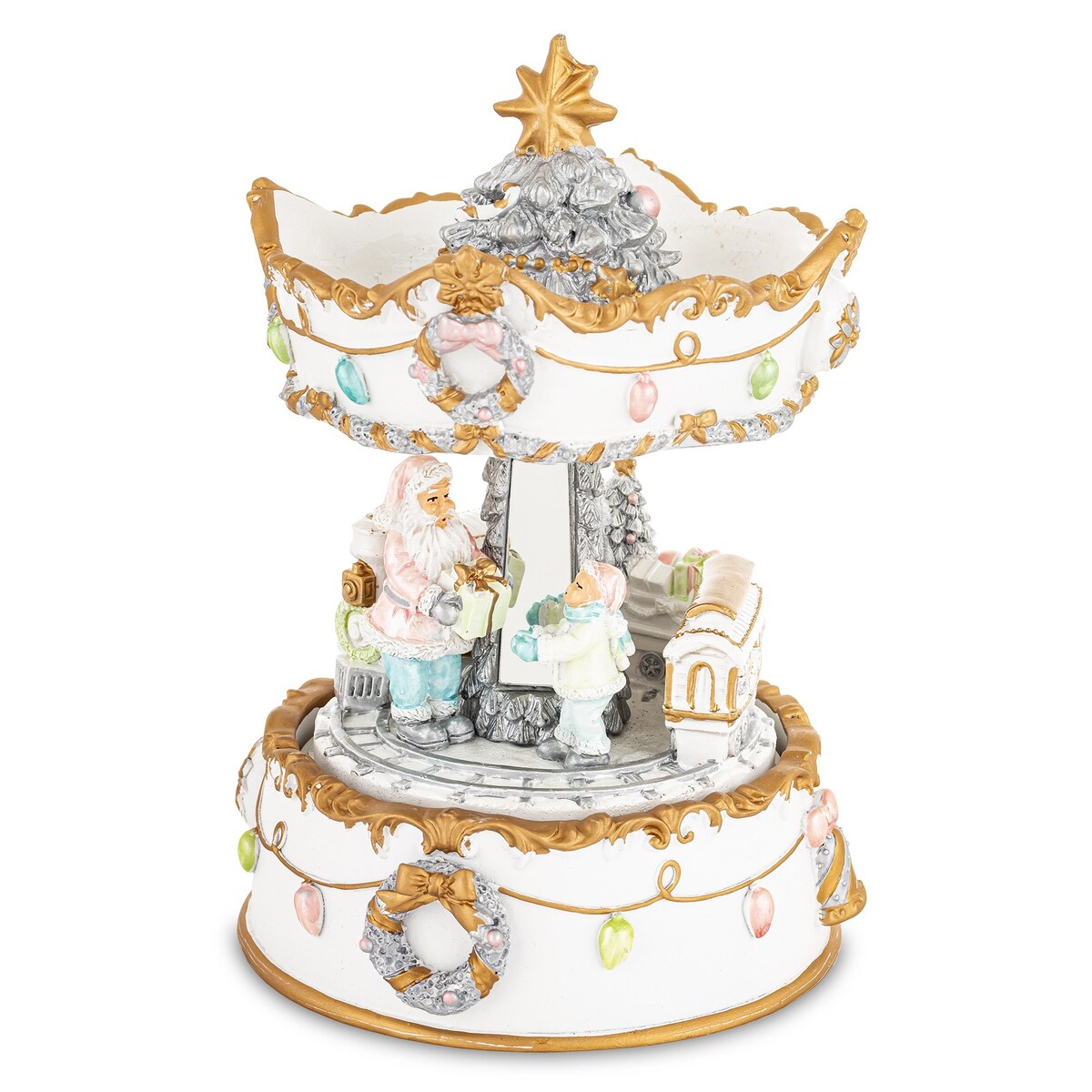 Dekoracja - karuzela z pozytywką 17x11x11 cm GIOSTRA biała