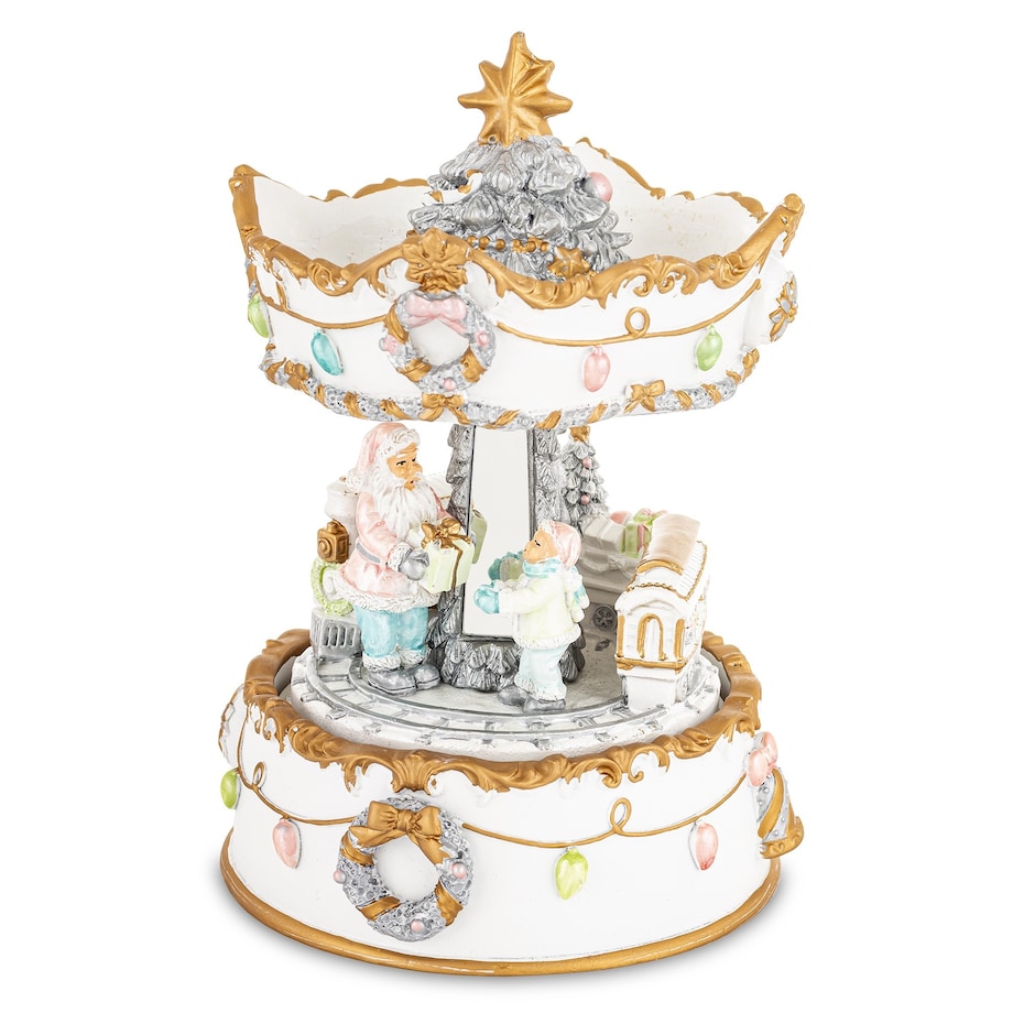 Dekoracja - karuzela z pozytywką 17x11x11 cm GIOSTRA biała