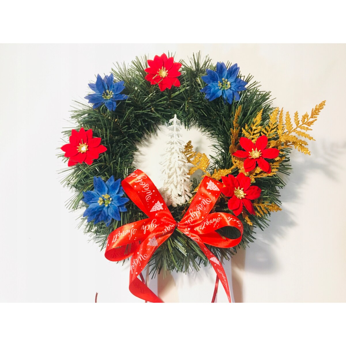 WIANEK dekoracja na drzwi okno święta gotowy stroik podarunek 30cm kwiaty