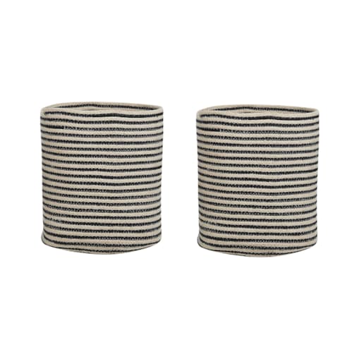 Zestaw 2 koszy bawełnianych beżowy z czarnym YERKOY