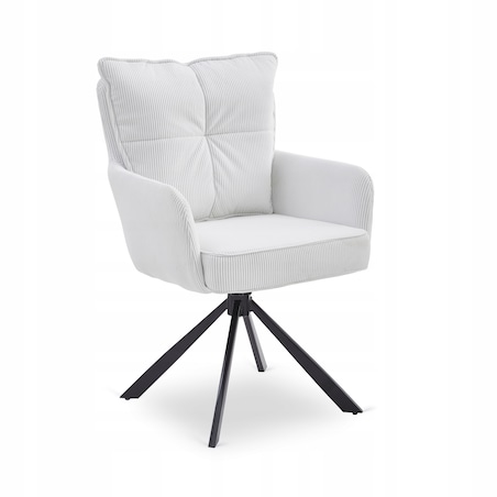 Krzesło Obrotowe Kubełkowe Tapicerowane Do Jadalni Sztruks Krem CITY