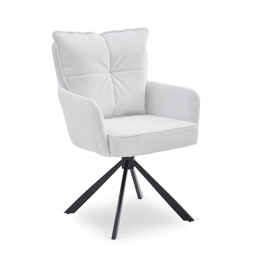 Krzesło Obrotowe Kubełkowe Tapicerowane Do Jadalni Sztruks Krem CITY