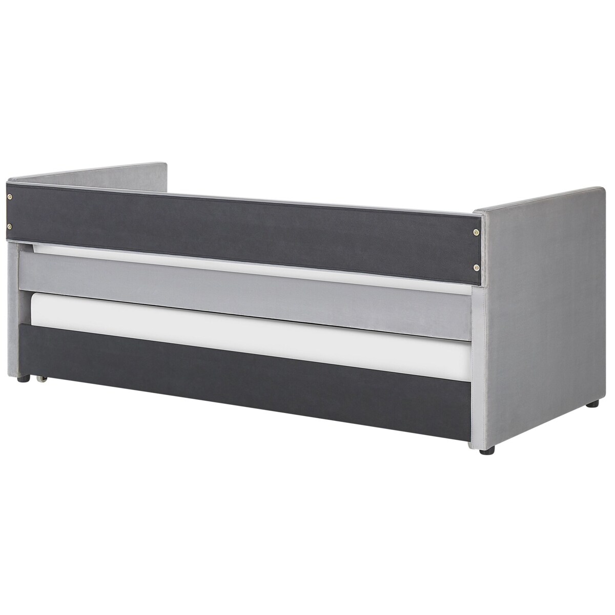 Łóżko wysuwane welurowe 90 x 200 cm jasnoszare TROYES