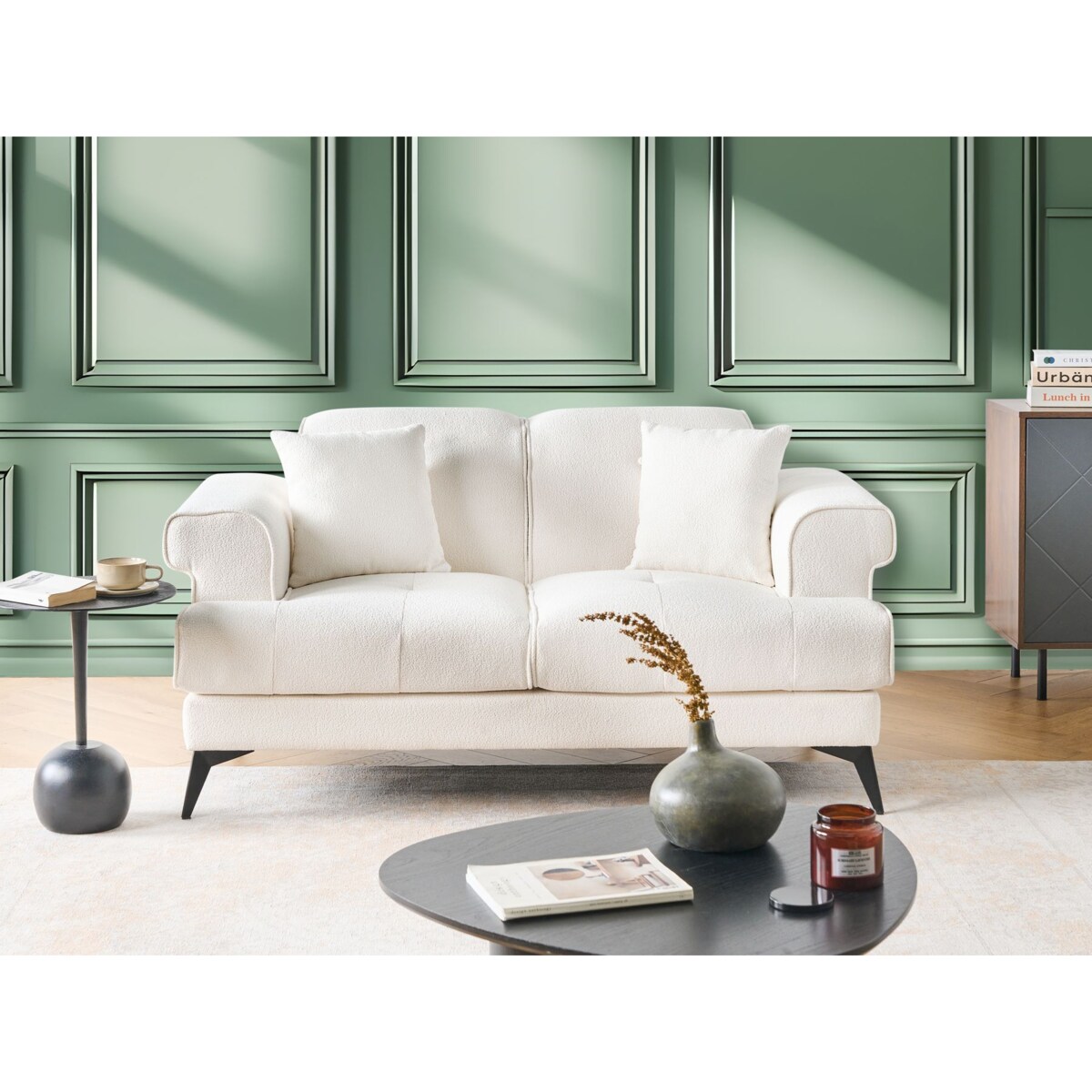 Sofa 2-osobowa biała SKIVE