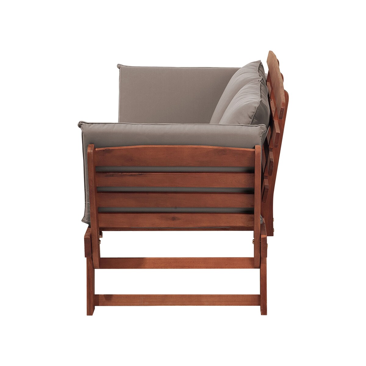 Sofa ogrodowa drewniana 165/210 cm ciemna z regulowanymi podłokietnikami PORTICI