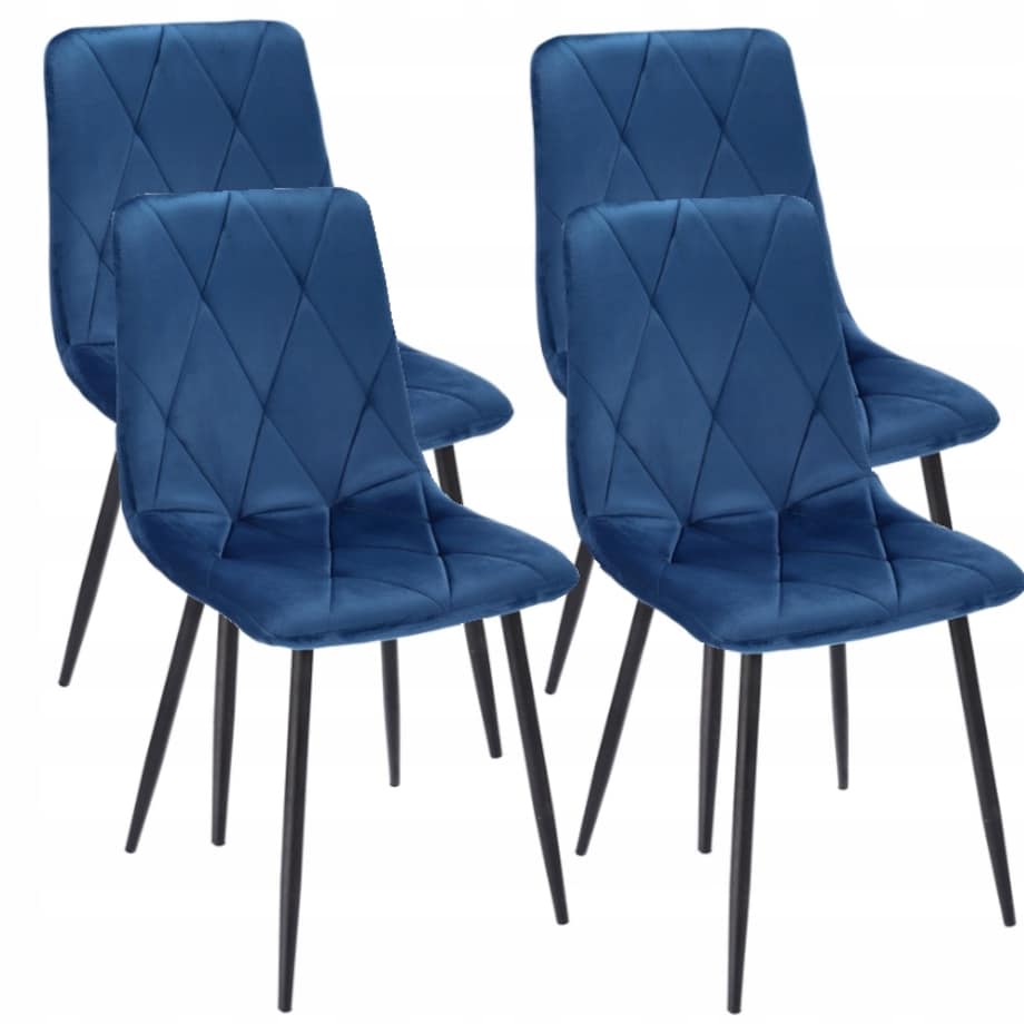 4 X Krzesło Tapicerowane Pikowane Welur Nowoczesne