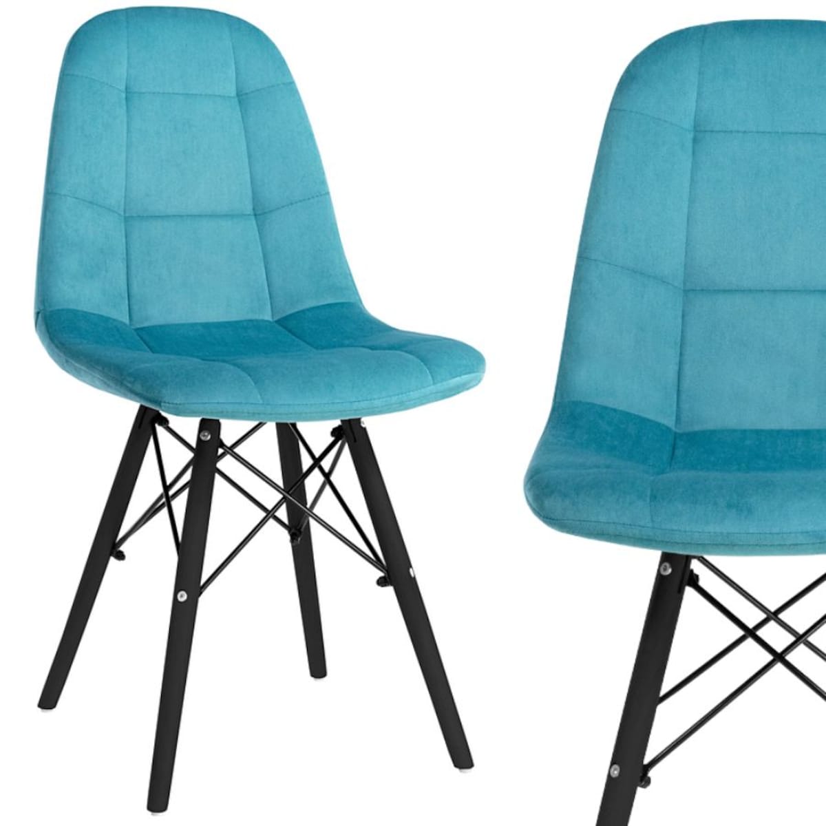 Krzesło Tapicerowane Welurowe Do Jadalni Salonu Pikowane Skandynawskie