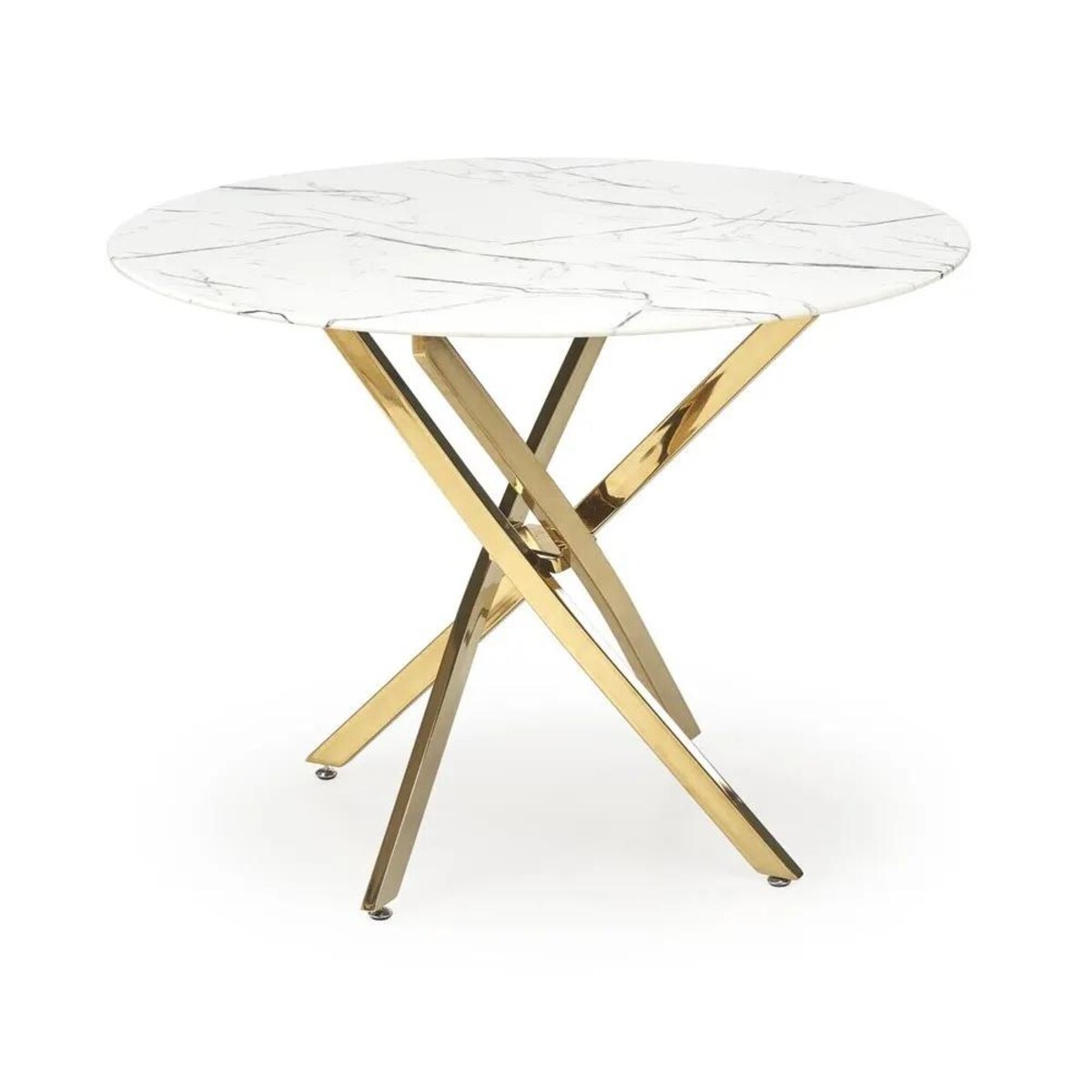 Stół RAYMOND 2 100x100 biały marmur/złoty