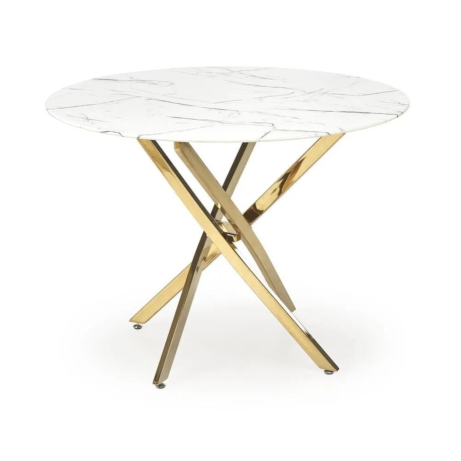 Stół RAYMOND 2 100x100 biały marmur/złoty