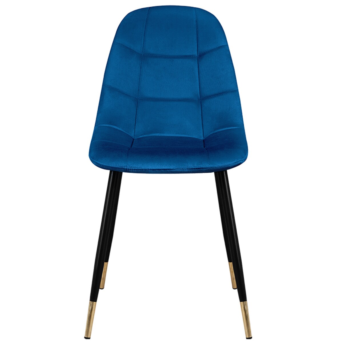 Krzesło tapicerowane pikowane welurowe granatowe złote nogi do salonu