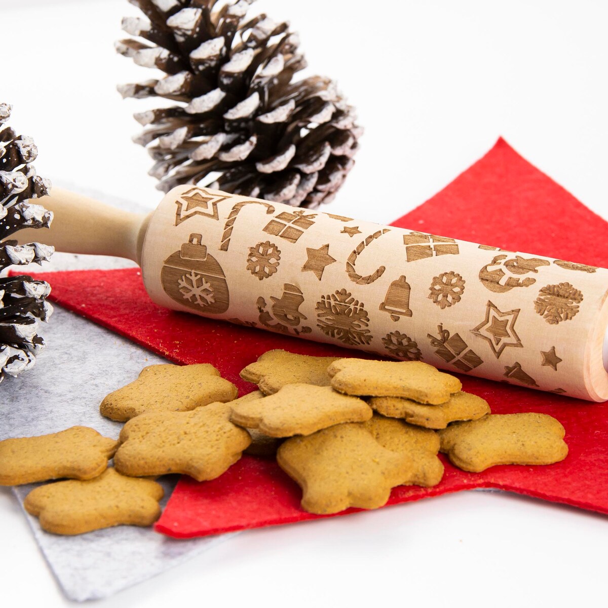 Wałek Do Ciasta Grawerowany Drewniany Świąteczny Dekoracyjny Prezenty