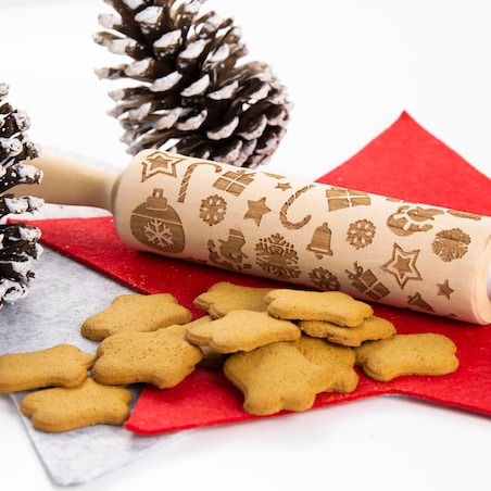 Wałek Do Ciasta Grawerowany Drewniany Świąteczny Dekoracyjny Prezenty