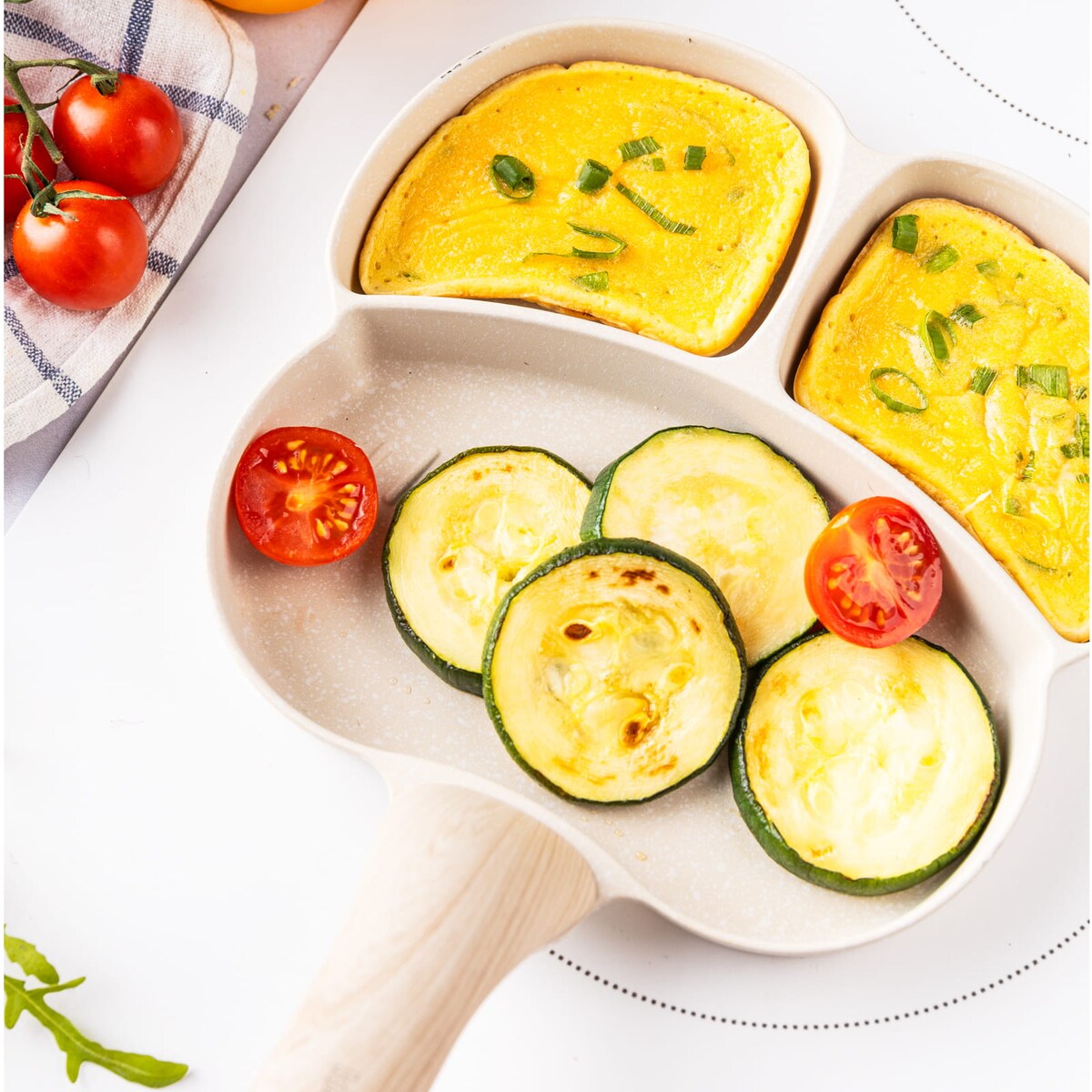 Patelnia marmurkowa 3 w 1 do jajek naleśników placków pancake 18cm BEŻOWA KLAUSBERG