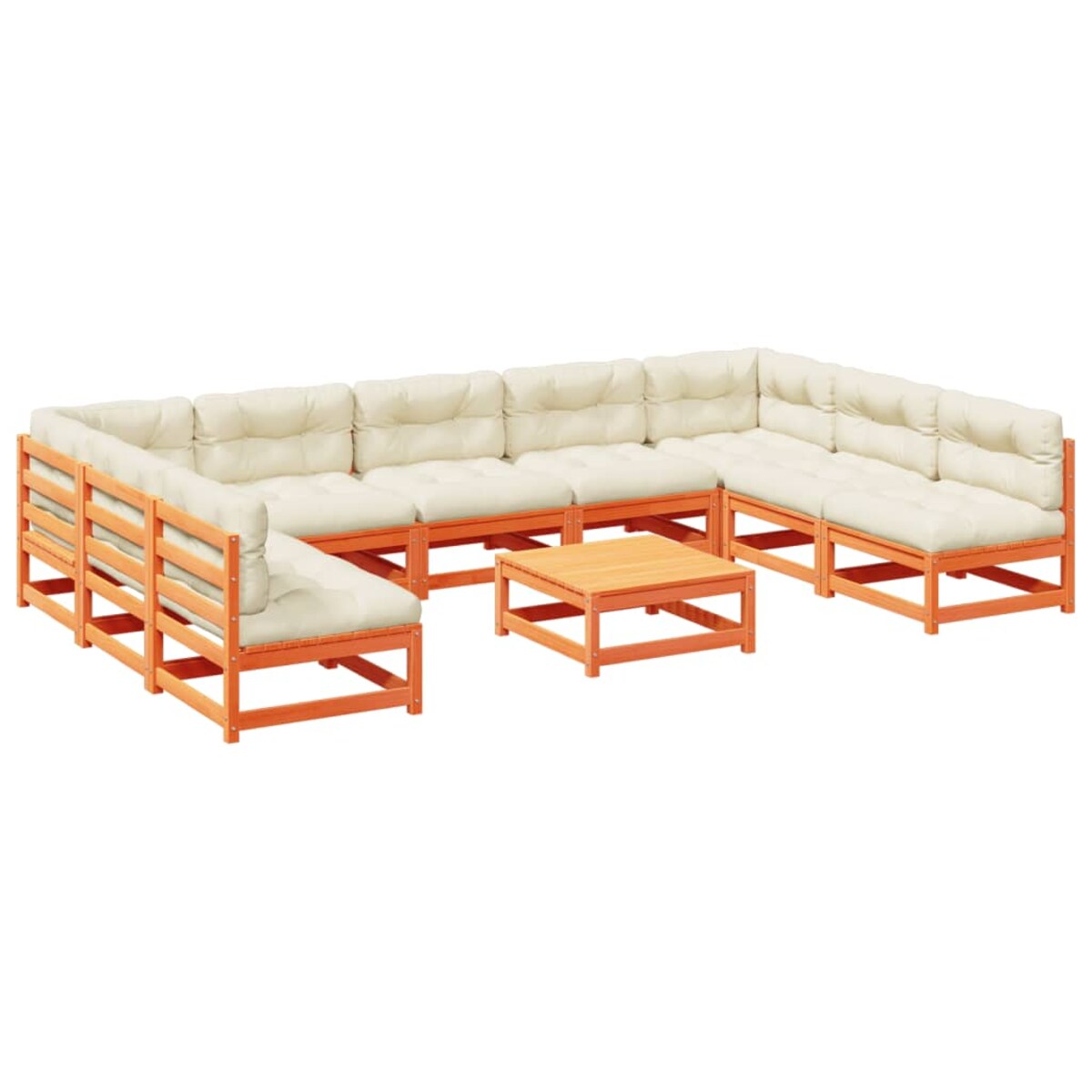 vidaXL 10-cz zestaw wypoczynkowy do ogrodu, z poduszkami, woskowy brąz