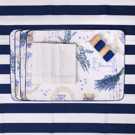 Podkładki dwustronne Lavender & White Panama