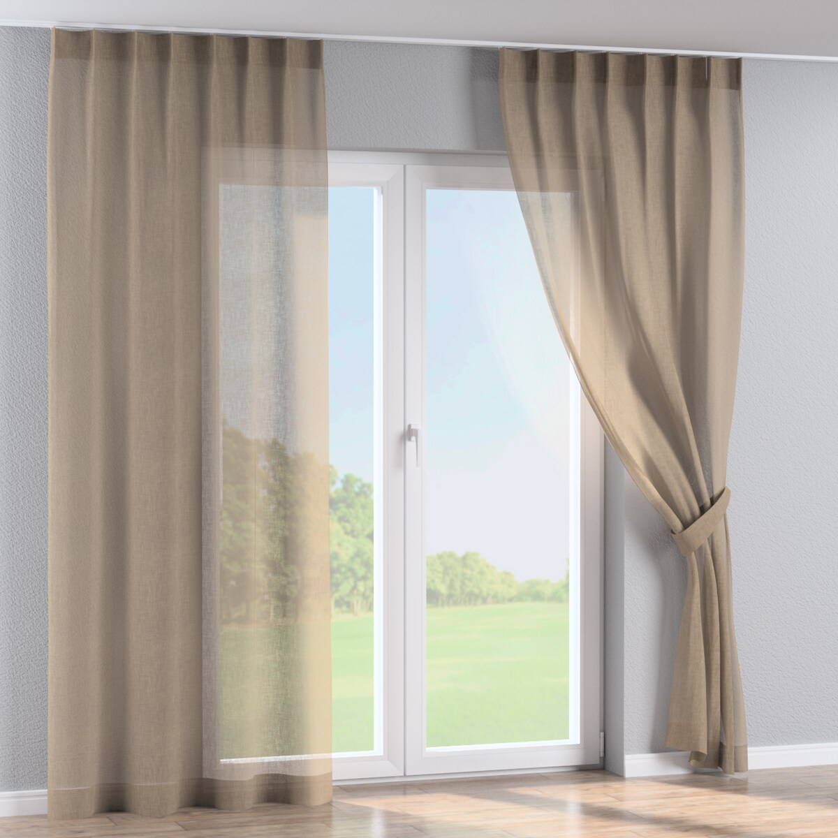 Zasłona na haczykach flex pojedynczych 130x245 beżowy