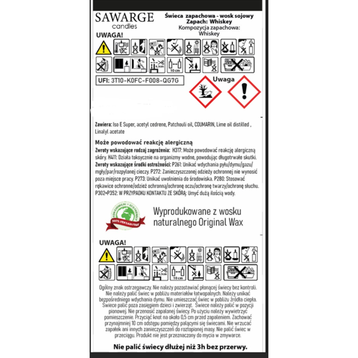 Świeca sojowa zapachowa WHISKEY 200g