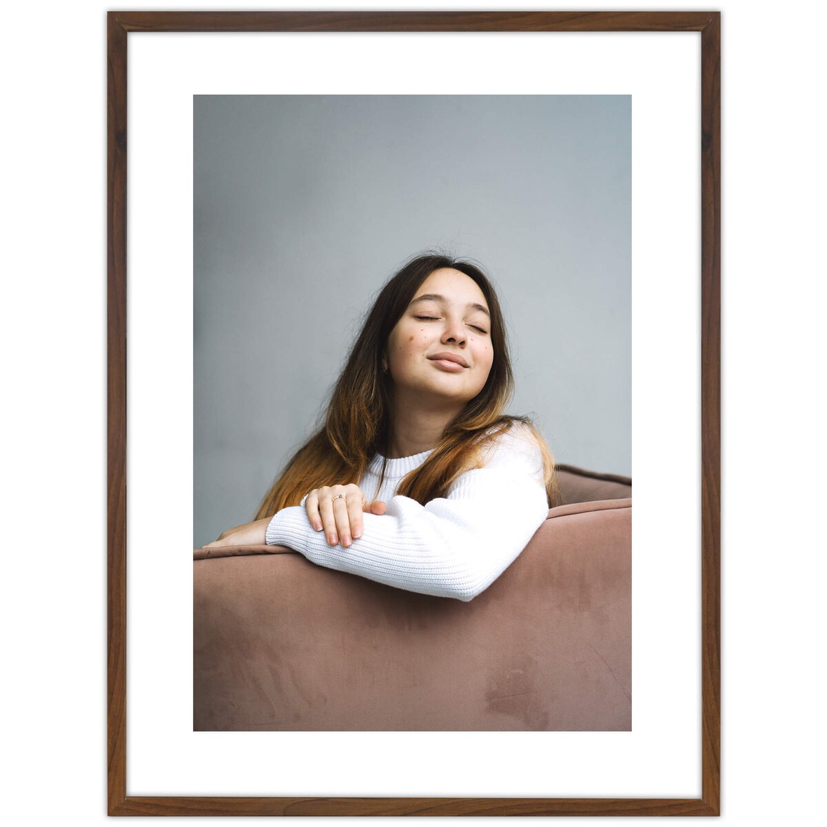 Ramka na zdjęcia 60x80 cm brązowa rama MDF z plexi do powieszenia pion poziom klasyczna ramka