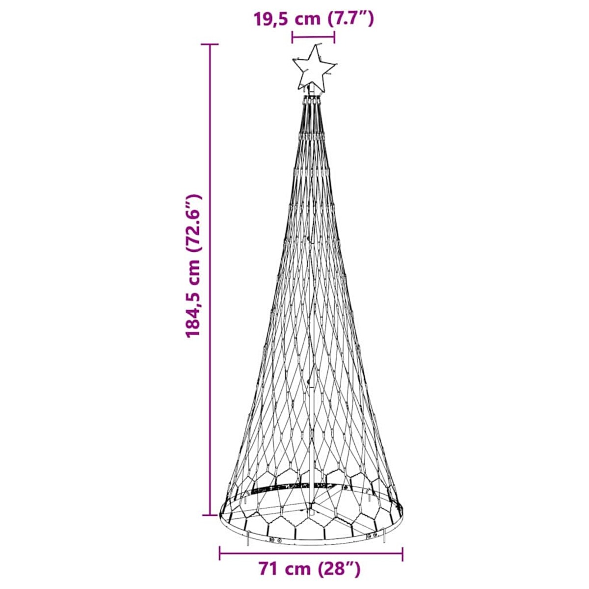 vidaXL Choinka świąteczna LED Niebieski 71 x 71 x 184.5 cm Metal