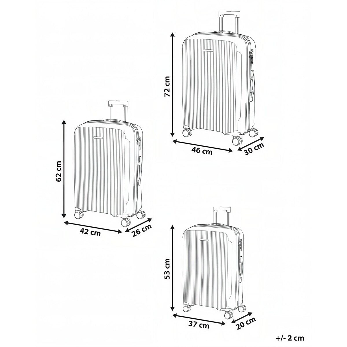 Zestaw 3 walizek TONSAI Jasnozielony