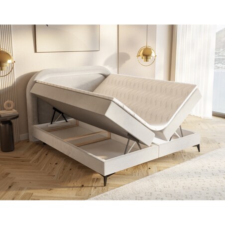 Łóżko kontynentalne ROSSINI w stylu skandynawskim- jasny beżowy