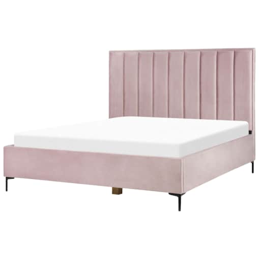 Łóżko z pojemnikiem welurowe 180 x 200 cm różowe SEZANNE