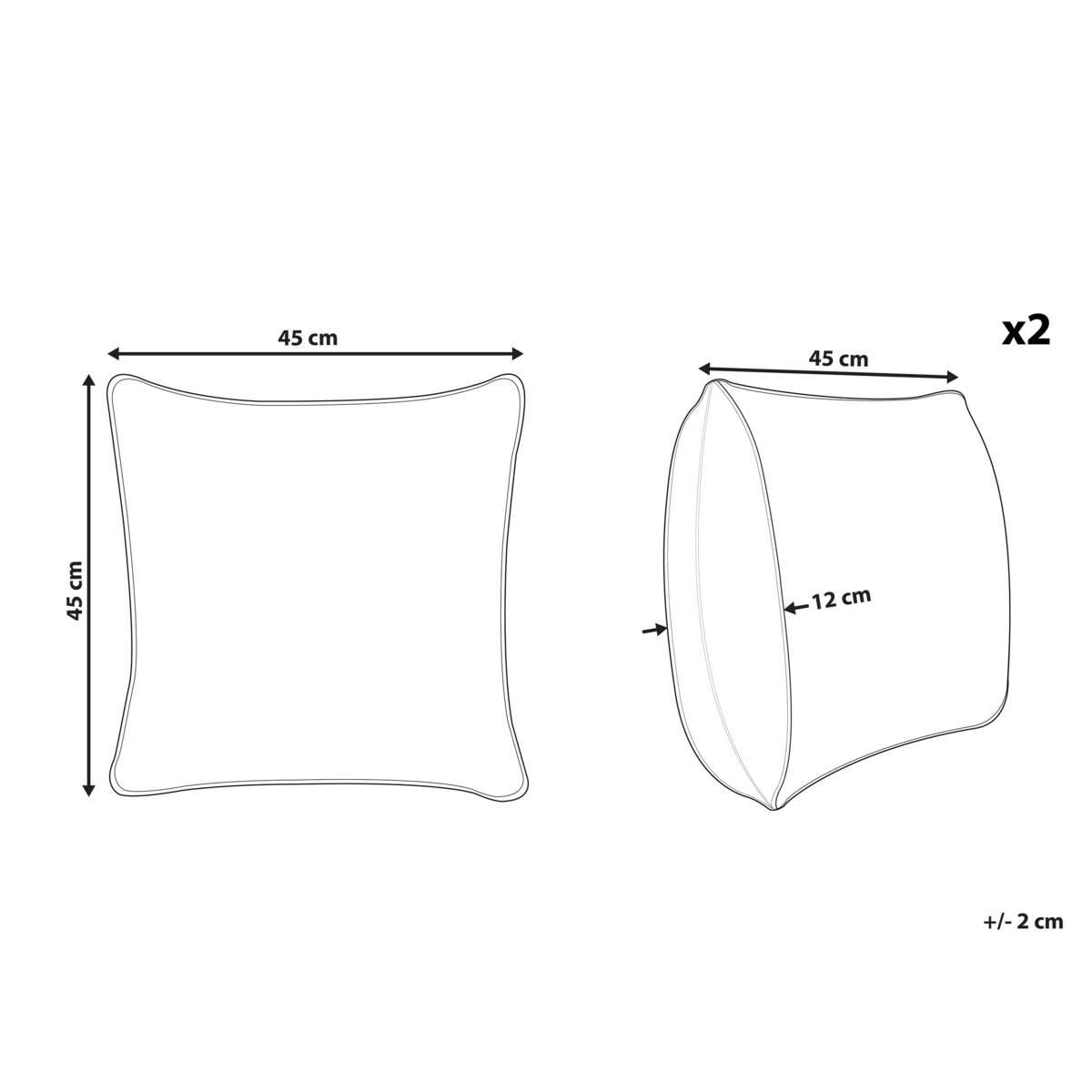 2 poduszki dekoracyjne włochacze 45 x 45 cm czarne CIDE