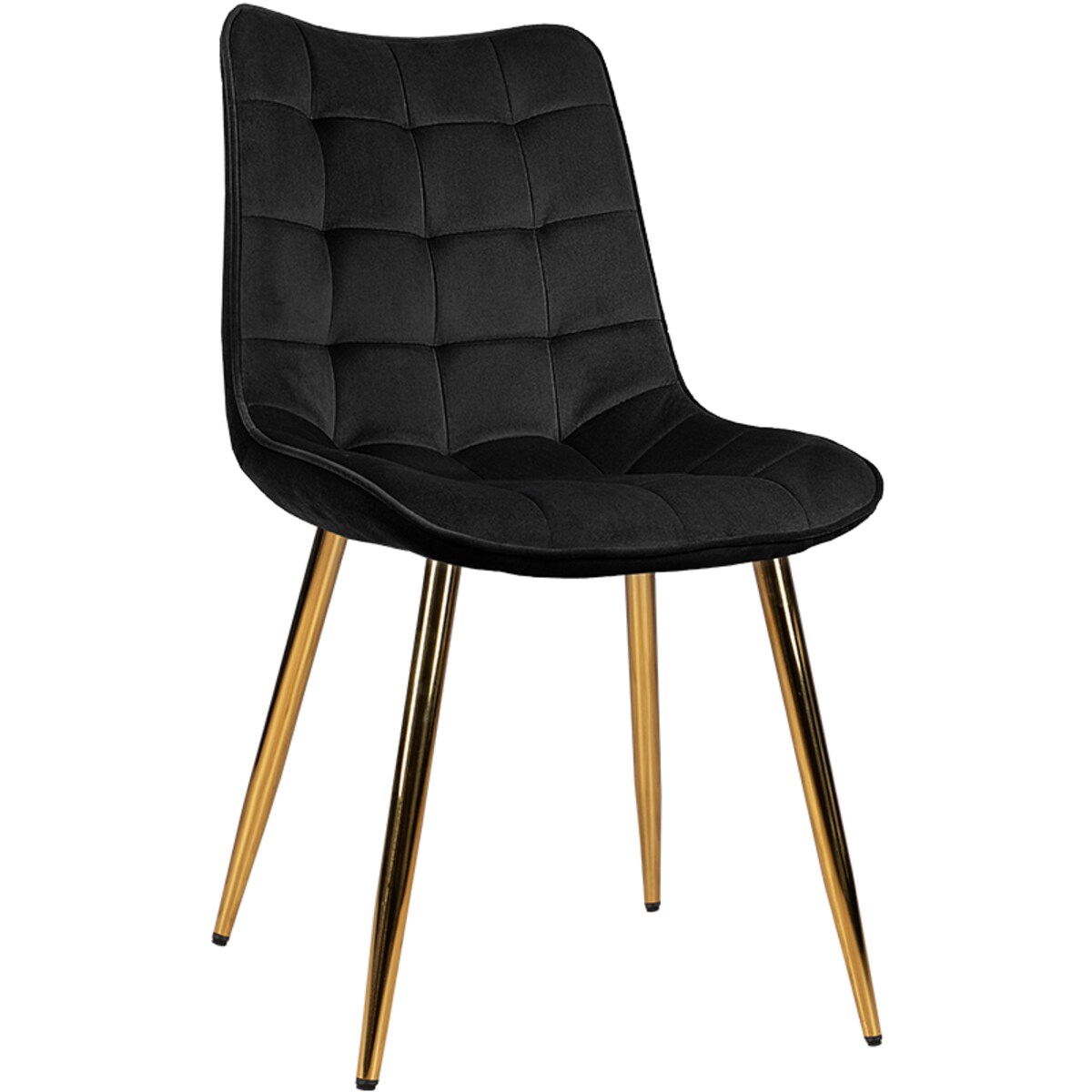 Krzesło tapicerowane czarne welurowe pikowane glamour złote nogi