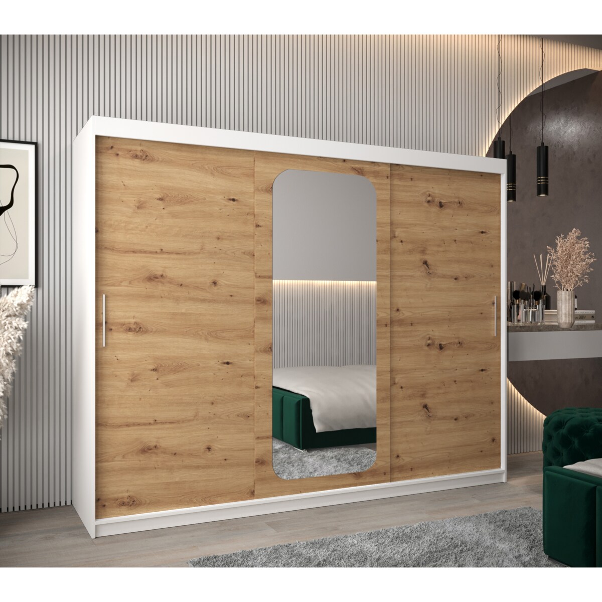 Szafa przesuwna Garderoba PROMO T2 250 biały/artisan