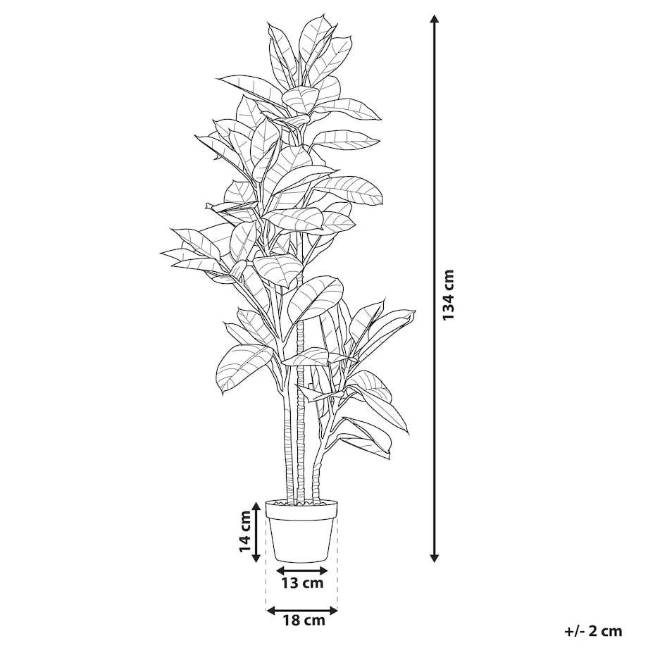 Sztuczna roślina FICUS ELASTICA 134 cm Zielony