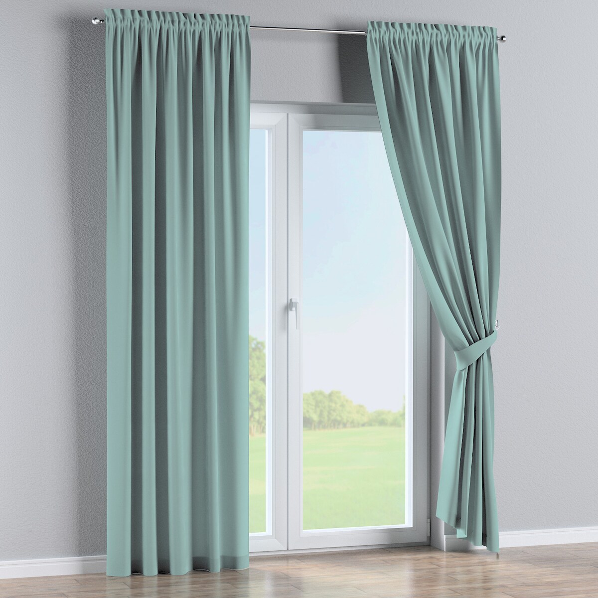 Zasłona na kanale z grzywką 1 szt. 130x245 jasny turkus