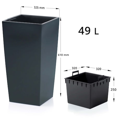 Doniczka Donica Ogrodowa Duża Kwadratowa Urbi Square + Wkład 61 Cm