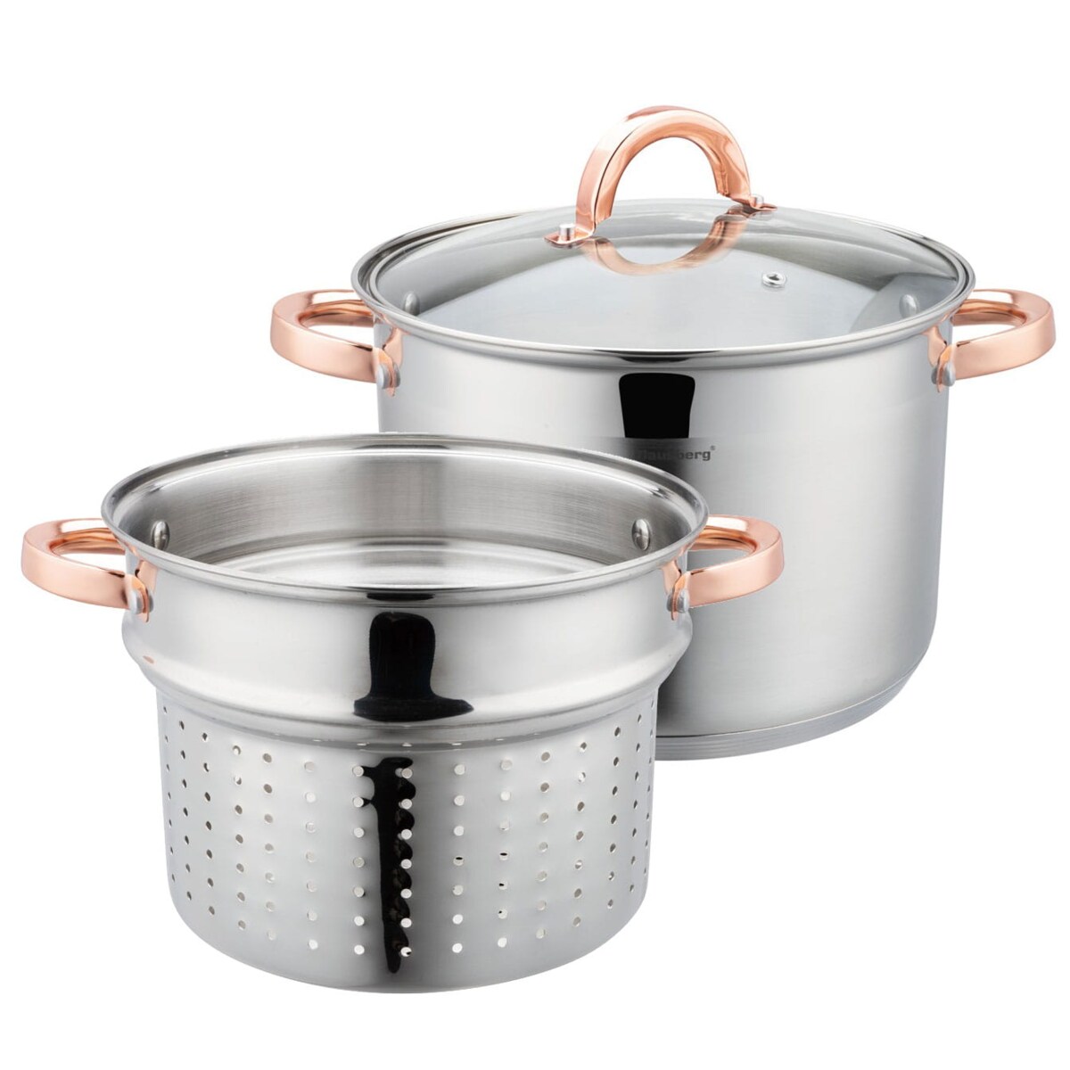 Garnek do gotowania makaronu 7.5L 24cm 3 ele. różowe złoto KLAUSBERG