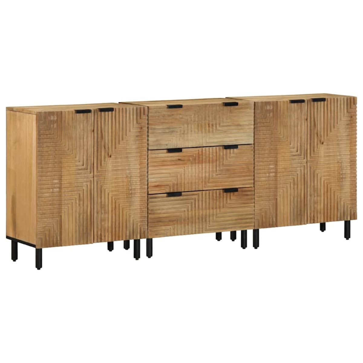 vidaXL 3-częściowy kredens brązowy 60x33x75 cm lite drewno mango