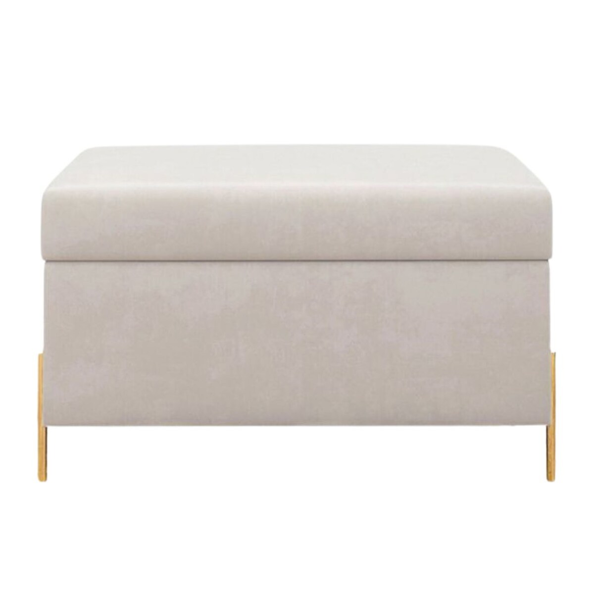 Beżowa tapicerowana ławka Dancan BORGO z pojemnikiem, na złotych metalowych nogach