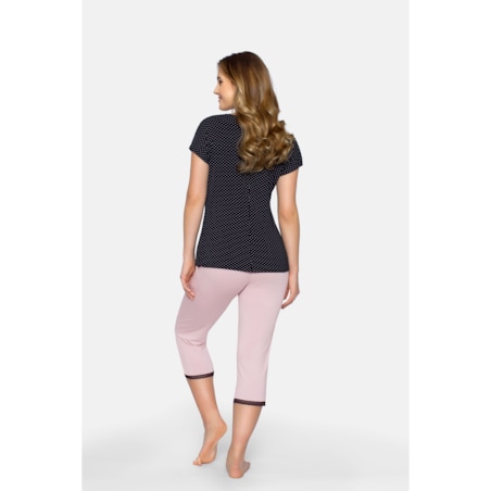 Piżama Cleo-P Czarna Czarno-Różowy, L