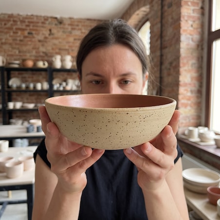 Zestaw ceramiczny talerz 23,5 cm i miseczka handmade z Polski HU.KA Runa