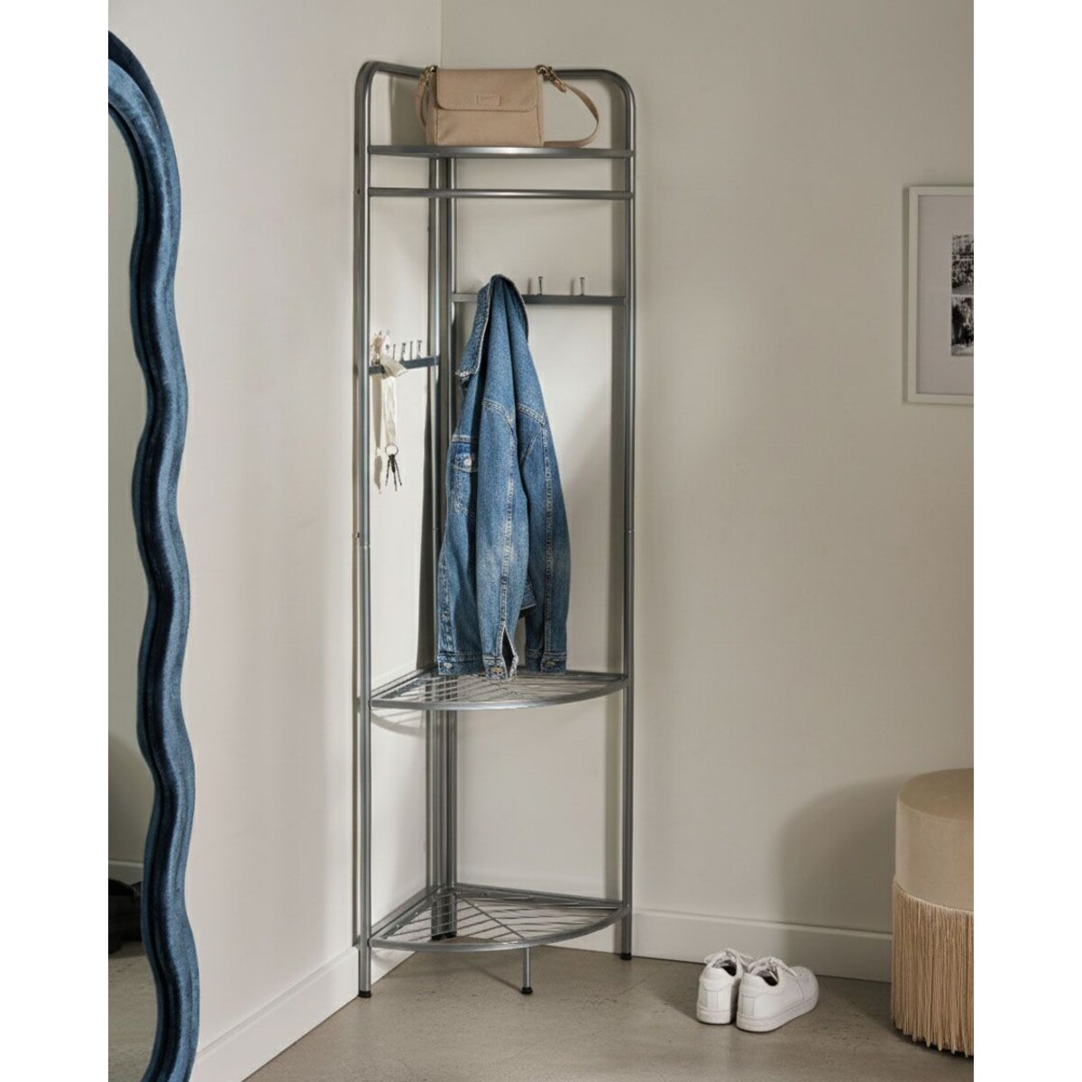 Narożny wieszak na ubrania LAWTON Srebrny