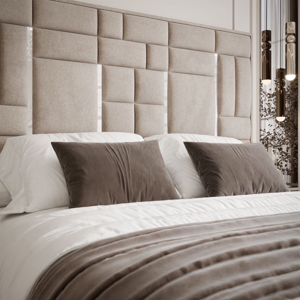 Łóżko tapicerowane BRIGITTE SILVER, pojemnik na pościel, s34, 180x200, Element 17