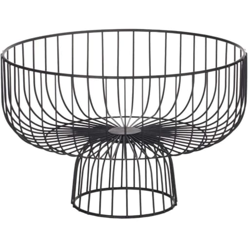Kosz na owoce z podstawą, metal, 28 cm, kolor czarny