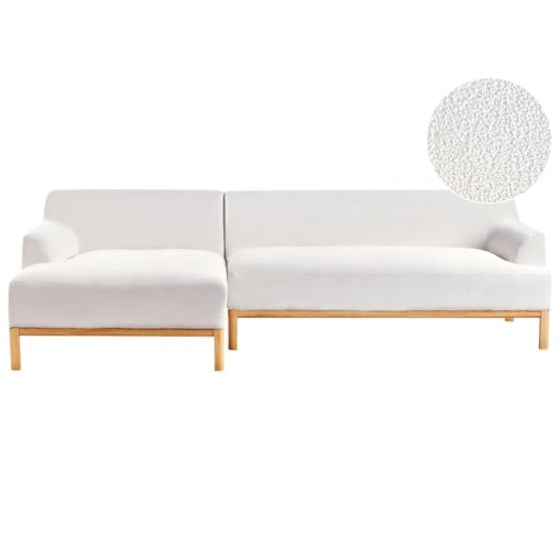 Sofa narożna prawostronna SOSJO Złamana biel Boucle Prawostronny